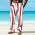 thumbnail image 2 of Uwinwear Men's Striped Pants Casual Color Block Straight-Legs Long Pants Casual Big & Tall Flat Front Business Trousers with Pockets,Red,XXXL, 2 of 5
