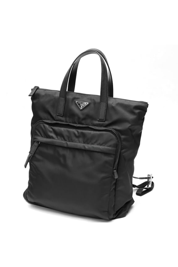 Pre-Owned Prada PRADA Re-Nylon x Saffiano Leather Tote Bag Backpack 2VG098 Nylon Black