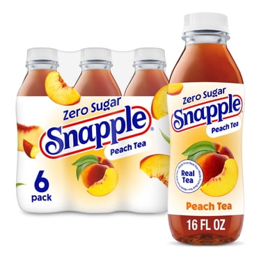Snapple Zero Sugar Peach, Bottled Tea Drink, 16 fl oz, 6 Bottles