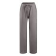 thumbnail image 6 of Levmjia Summer Womens Cotton Linen Wide Leg Pants Clearance Trendy Solid Drawstring Elastic Waist Trousers Pants, 6 of 7