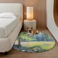 thumbnail image 3 of Spring Daisy Flowers Round Area Rugs Collection 4', Green Tree Leaves Forest Natural Scenery Non Slip Indoor Circular Throw Runner Rug Floor Mat Carpet for Living Room Dining Table Bedroom Nursery, 3 of 9
