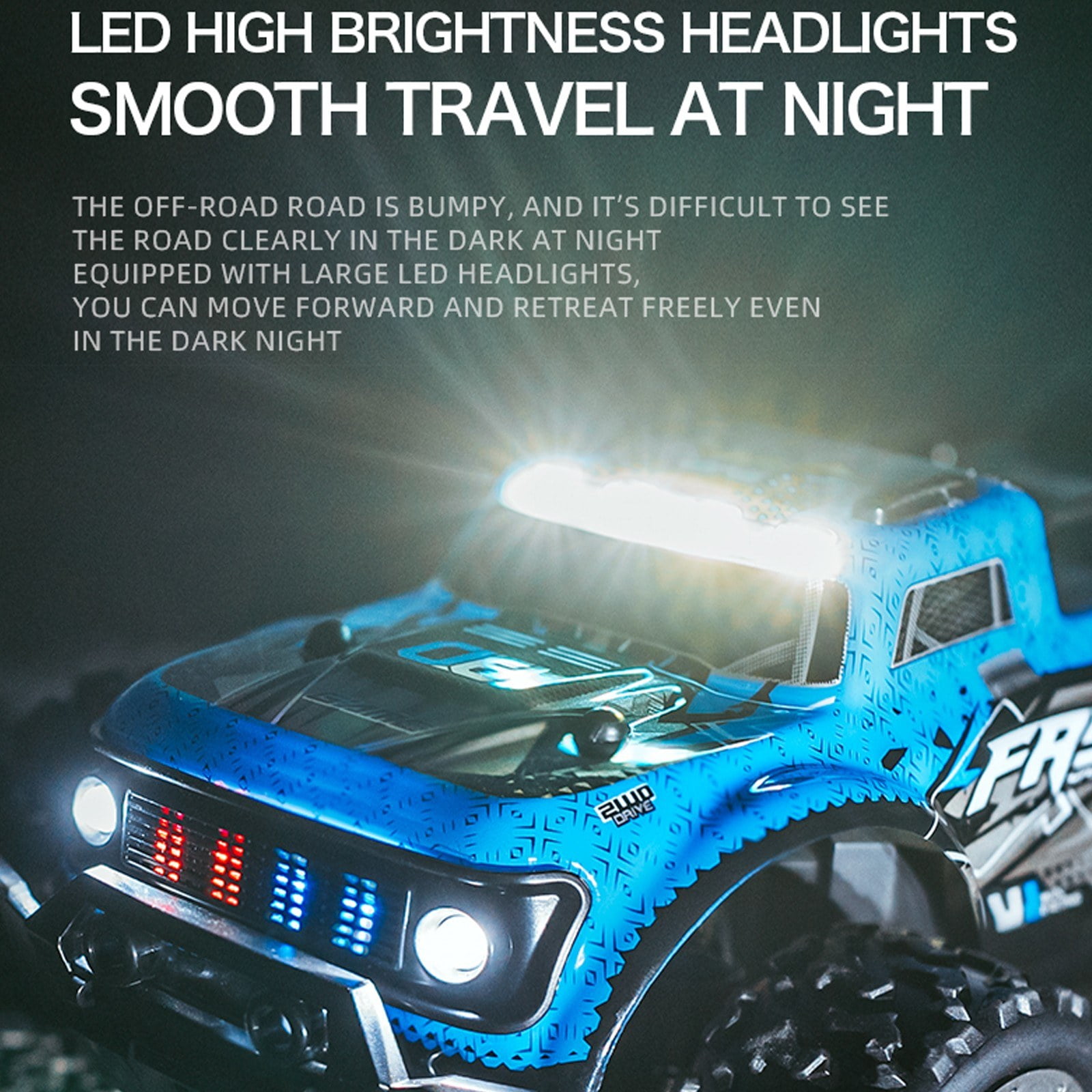2.4GHz Remote Control Short Truck 25KM/H Off Road Car with LED Light