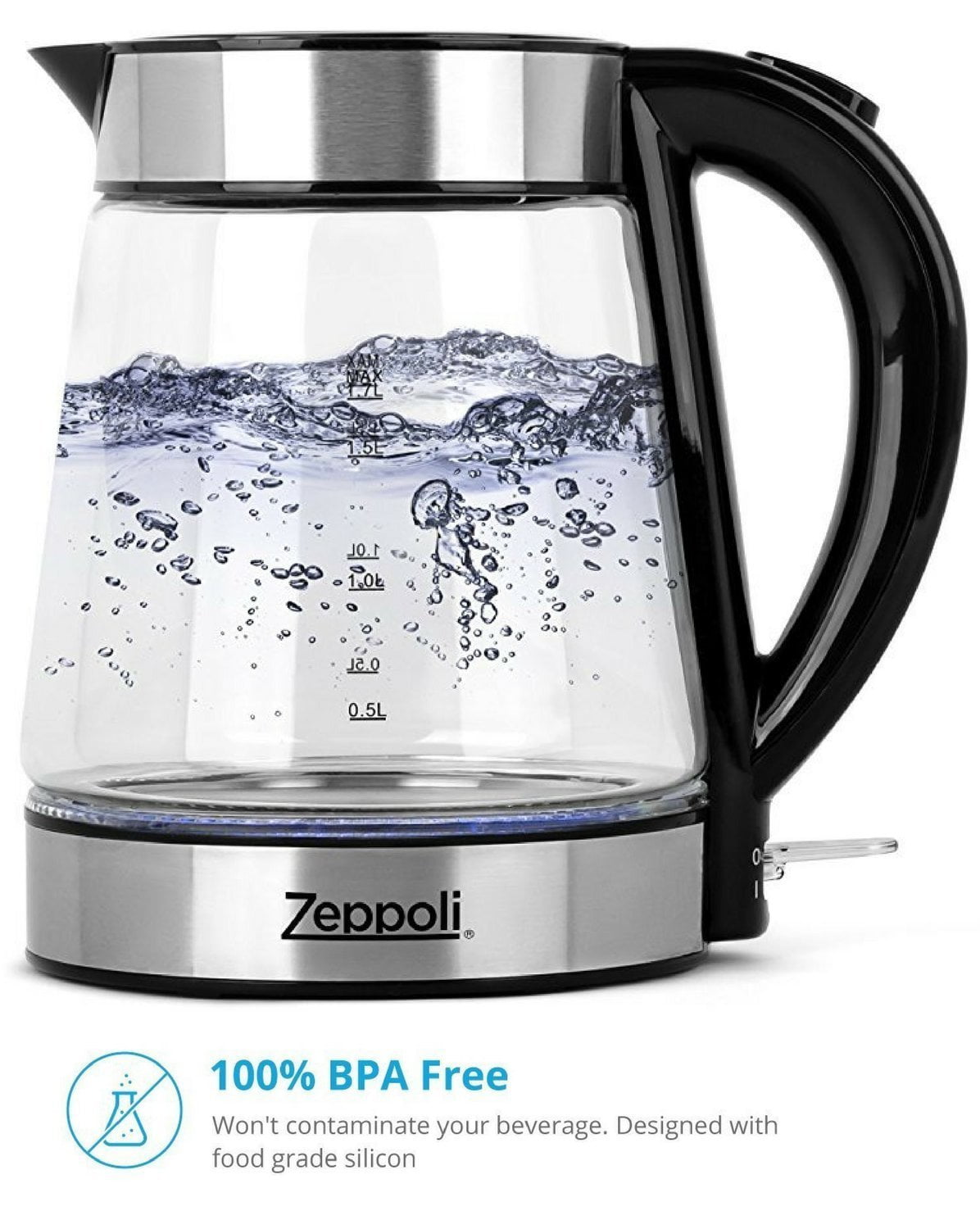 zeppoli electric kettle fast boiling glass tea kettle cordless