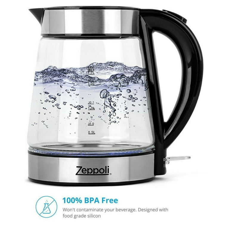 Zeppoli Electric Tea Kettle Glass Hot Water Tea Pot 1.7L Fast Boil,Pre-owned