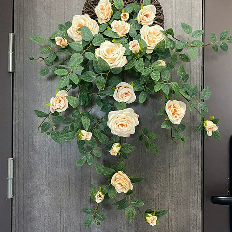 Artificial Flower Rose Wall Hanging Vine Rattan Green Plant 