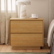 EYYTHUNG Farmhouse Nightstand with 2 Drawers, 21.6 Large Wooden Bedside Table with Storage Drawers, Modern Bedside End Table, Natural Oak