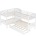 thumbnail image 4 of Twin L-shaped Bunk Bed With Trundle - White, Bedroom Solution, Accommodates Multiple People White. Solid Wood Build. Versatile For Family Entertainment. 6+ Years Old Appropriate. No Spring Box., 4 of 6