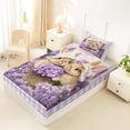 thumbnail image 4 of Erosebridal Rustic Lavender Flowers Twin Sheet Sets,Cute Cartoon Rabbit Bedding For Girls Kids 3-Piece, 4 of 6