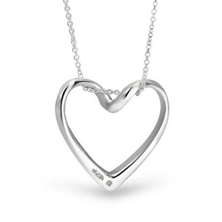 floating sterling heart silver necklace pendant open girlfriend chain