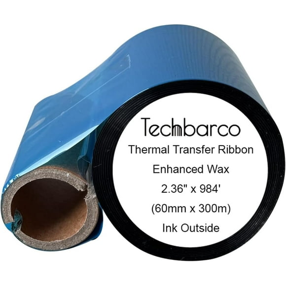UTAH-2.36" x 984'(60mmx300m) Premium Enhanced Wax Thermal Transfer Ribbon, Core 1", Black, Ink Outside, with Empty Reel, Barcode Ribbon Compatible with Zebra Printer