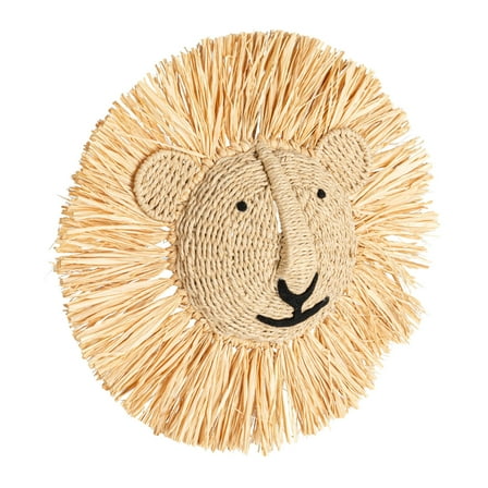 Creative Co-Op Savannah King Raffia Lion Wall Art, Natural