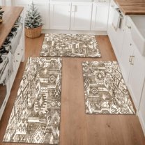 Farmhouse Kitchen Rugs Set 3 Piece, Boho Kitchen Mats for Floor, Non-Slip Kitchen Rug Waterproof Mats for Kitchen, Runner Rugs for Hallway Laundry Holiday Sink Decor