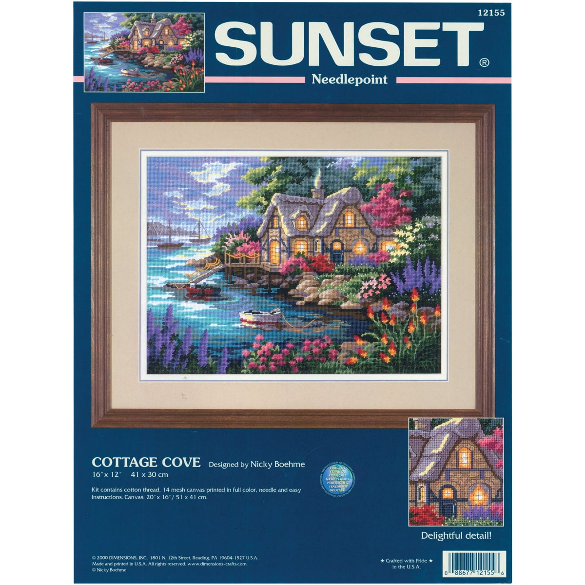 Dimensions Needlepoing Kit 16 X12 Cottage Cove Stitched In Floss