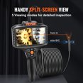 thumbnail image 3 of VEVOR Triple Lens Industrial Endoscope, 5" IPS Screen Borescope Inspection Camera with Lights, Split Screen, 8x Zoom, IP67 Waterproof Drain Snake Camera for Auto, Plumbing(16.5ft Cable, 32GB Card), 3 of 9