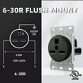 thumbnail image 6 of ELEGRP 30 Amps 250V Flush Mounting Power Receptacle, NEMA 6-30R, Straight Blade Power Outlet for Welder/Generator, Heavy Duty Industrial Grade, Grounding, 2 Pole 3 Wire, UL Listed, 1 Pack, 6 of 7