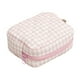 thumbnail image 1 of Set de neceser de viaje, bolsa cosmética acolchada con organizador para mujeres y niñas, mini almacenamiento con estampado de cuadros vichy y volantes, 1 of 2