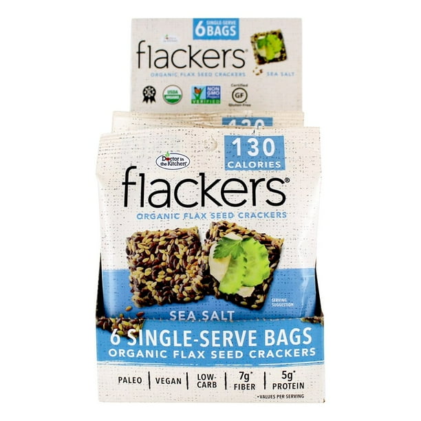 Doctor in the Kitchen Flackers Organic Flax Seed Crackers Box Sea
