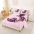 thumbnail image 2 of Erosebridal Letter J Bed Sheets for Girl, Pink Groovy Floral King Sheets, 4pcs, 2 of 5