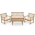 thumbnail image 2 of Costway 4 PCS Wood Patio Furniture Set with Soft Seat Cushions Solid Acacia Wood Frame Off White, 2 of 10