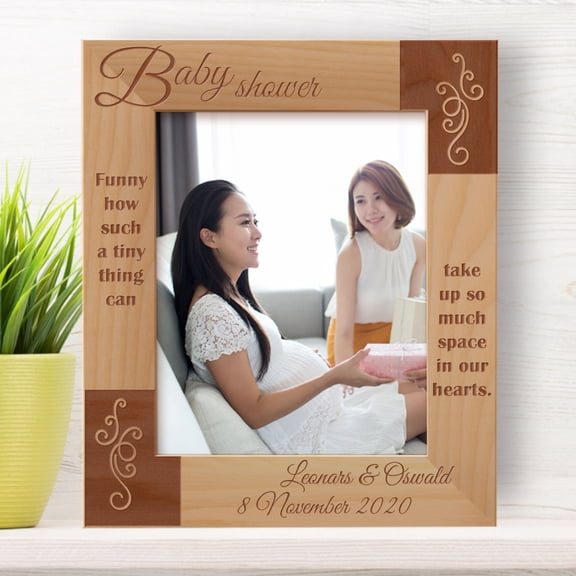 Funny How Such A Tiny Thing Can Take Up So Much Space In Our Hearts Personalized Wooden Frame 8" x 10" Brown (Vertical)