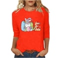 thumbnail image 2 of Xihbxyly Hauts Grande Taille pour Femmes Manches 3/4 T-shirt Imprimé Col Rond de Pâques Manches 3/4 Chandail Col Rond Cadeau de Vacances, 2 of 5
