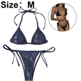 thumbnail image 2 of Traje de baño de dos piezas con parte superior halter metálica y lazos laterales para mujer, 2 of 5