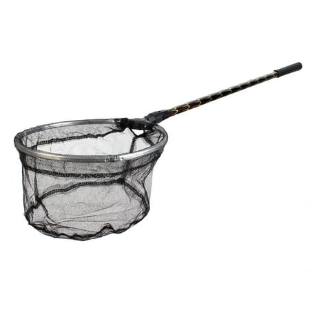 Rubber Fish Landing Net Unique Bargains 0.16 2 Sections Telescopic Handle Landing Net Fishing Fish Angler Mesh Black Yellow Brown ()