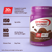 Premier Protein 100% Whey Protein Powder, Chocolate Milkshake, 30g Protein, 24.5 oz, 1.5 lb