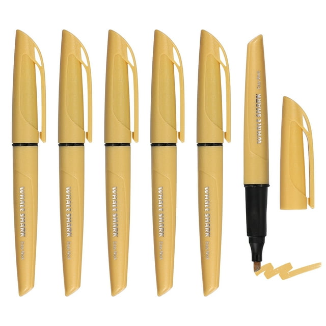 Uxcell Glitter Highlighter, 6 Pack Bling Water Based Round Tip Writing Marker Pens Cute Pastel Colored Highlighter Studying Supplies for Office Home Daily Use, Yellow