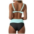 thumbnail image 5 of Women High Waisted Bikini Sets Two Piece Swimsuit Tummy Control Bathing Suit V Neck Swimwear Push Up Cross Swim Suit (Green, S), 5 of 9