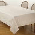 thumbnail image 3 of SARO 001.N67S 67 in. Embroidered Swirl Design Simple Natural Linen Blend Tablecloth - Natural, 3 of 5