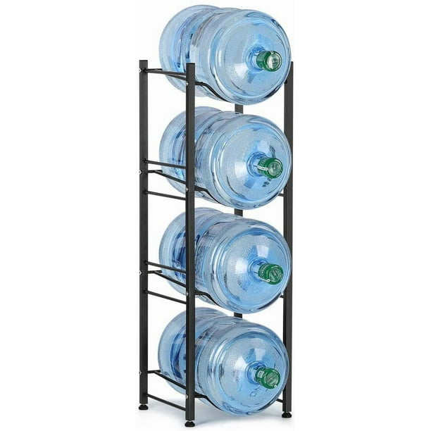 Porta Jarra de Agua de 5 Galones Estante de Almacenamiento de Botellas de Agua, 4 Niveles, Negro