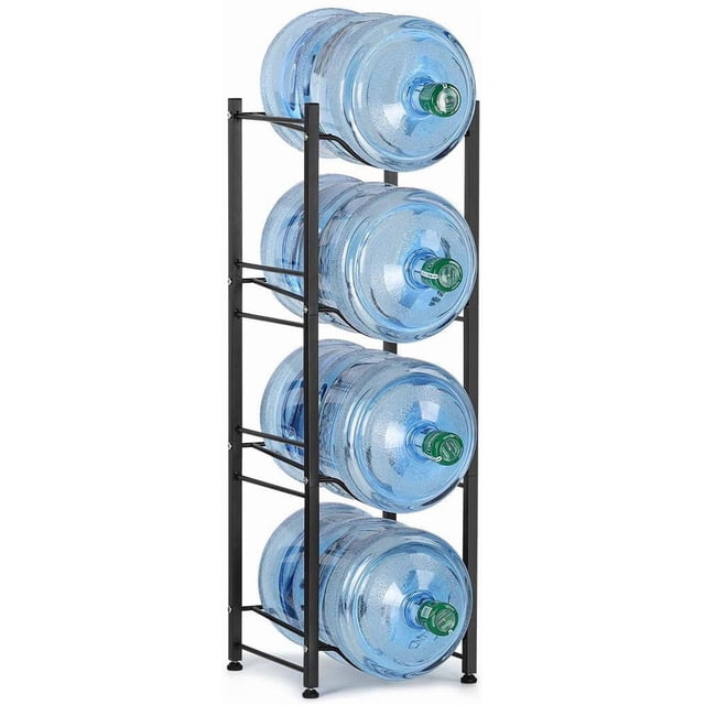 Porta Jarra de Agua de 5 Galones Estante de Almacenamiento de Botellas de Agua, 4 Niveles, Negro