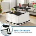 thumbnail image 3 of Dextrus Farmhouse Square Lift Top Coffee Table with Storage, Wood Center Table for Living Room, White and Black, 3 of 7