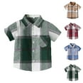 thumbnail image 4 of Gubotare Button Down Shirt for Boys Kids Boys Short Sleeve Plaid Shirt Summer Button Down Shirt (Blue,Size 2-3 Years), 4 of 4