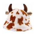 thumbnail image 1 of Sombrero tipo cubo de vaca con cuernos de mujer – Gorro de sol de pesca grueso y cálido de otoño invierno, gorro de senderismo de playa de poliéster ligero y plegable, 1 of 2