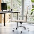 thumbnail image 5 of Cottinch Ribbed Office Chair High Back Genuine Leather Ergonomic Desk Chair with Arms, Adjustable Height Executive Conference Task Chair Swivel Chair for Home Office, White, 5 of 8