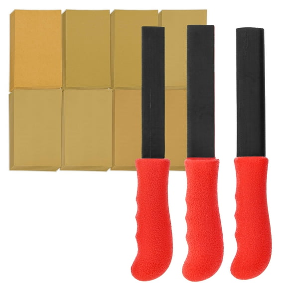 Dura-Gold Set of 3 Contour Hand Sanding File Block Sticks with 40 Sheet Hook & Loop Sandpaper Kit - 3 Different Convex Radius Profile Shapes, Teardrop - Sand Wood Furniture, Auto Paint, Guitar Tools
