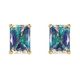 thumbnail image 3 of Clara Pucci 2Ct Synthetic Blue Moissanite Emerald Cut VVS1 Screw Back Stud 18k Solid hypoallergenic Gold Designer Earrings For April, 3 of 7
