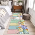 thumbnail image 4 of 2'x6' Rug Runners for Hallways Kitchen, Easter Non Slip Entryway Beside Floor Carpet Runner, Spring Rabbit Ears Foot Eggs Floral Wooden Grain Laundry Room Bedroom Throw Rugs Mat for Family Pet, 4 of 8