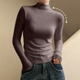 thumbnail image 6 of Feancey Mock Neck Long Sleeve Tops for Women Solid Color Basic Tees Fall Casual Turtleneck T Shirts Dressy Trendy Going Out Blouses Coffee M, 6 of 6