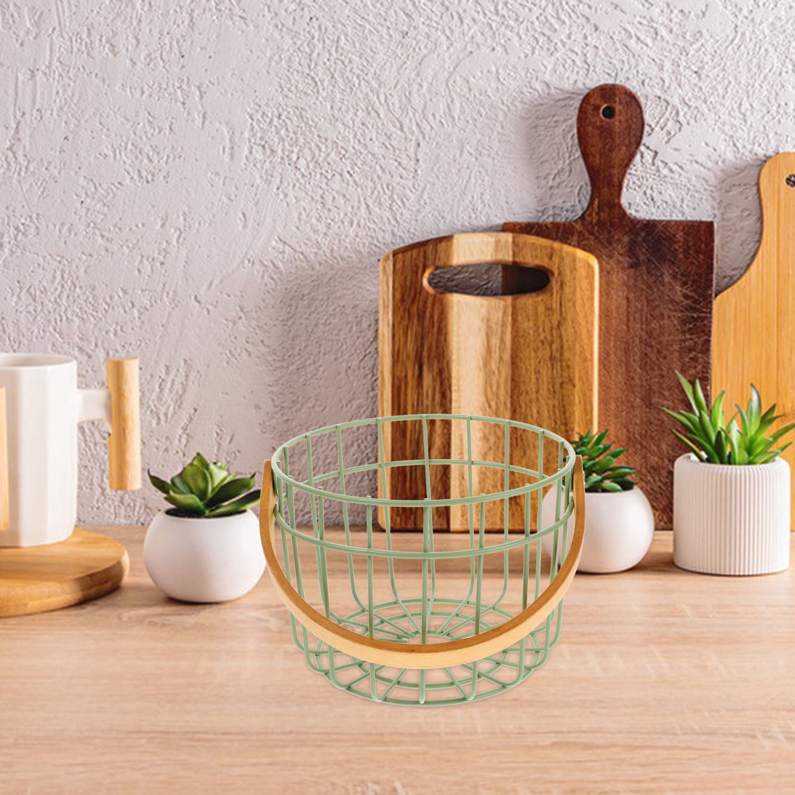 IDEANATEGRATE 1Pack Metal Basket Counter Egg Holder Iron Egg Holder Ceramic Egg Holder For Fresh Eggs In The Kitchen