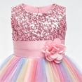 thumbnail image 6 of Toddler Girls Sparkly Sequin Rainbow Tulle Dress Soft Cotton Lining Flower Waist Princess Gown for Special Occasion Photoshoot Halloween, 6 of 6