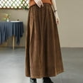 thumbnail image 4 of EDFBUYKRS Female Skirts Long Maxi Skirts with Pockets Corduroy Skirt for High Waist Flowy A Line with Pleated Detail Comfortable Soft Fabric Versatile Casual and Dressy Outfits, 4 of 6