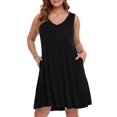 thumbnail image 1 of Vestido sin mangas holgado con cuello en V, casual, de Sundress BELAROI, negro, 1 of 6