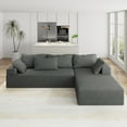 thumbnail image 2 of Modular L-Shaped Sectional Sofa Couch Set, Comfy 108" Upholstered Couch with 6 Pillows, Modern Free Combination Corner Sofa for Living Room Bedroom, Right Chaise, Grey, 2 of 8