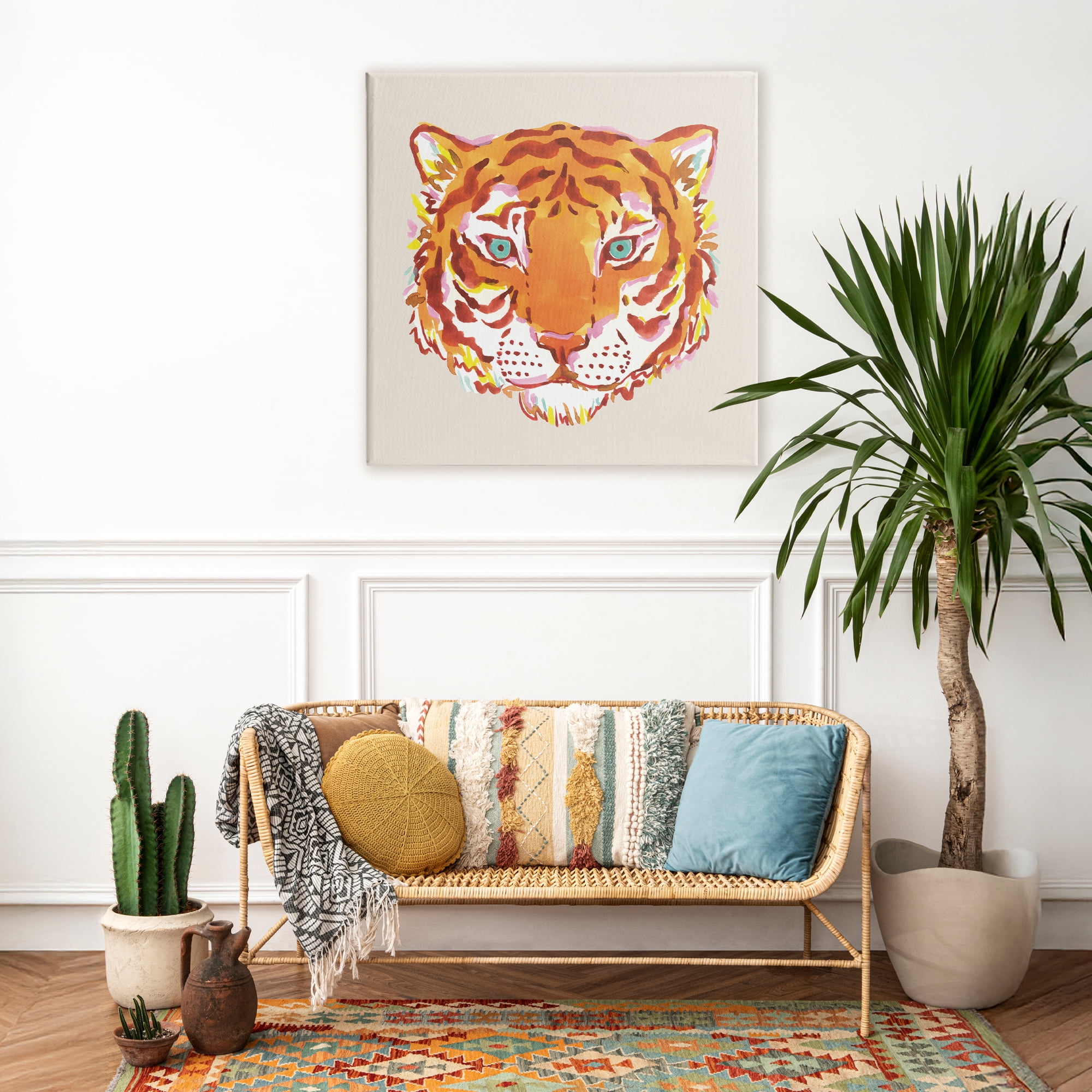 Stupell Industries Orange Boho Tiger Face Canvas Wall Art, design by Karolina Sato