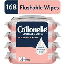 Cottonelle Fragrance Free Flushable Wet Wipes, 4 Flip-Top Packs