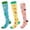 Animals (pink/yellow/blue), variant on 3 Pairs Flower Compression Socks for Women – Anti-Fatigue Knee-Highs with Ultra-Soft Nylon Breathable, 360° Stretch Support for Nurses, Travelers & Gym Lovers