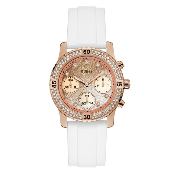 GUESS Rose Gold-Tone Glitter Multifunction Watch